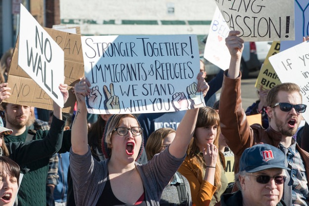 Image of Solidarity March for Immigrants and Refugees by Fibonacci Blue on Flickr.